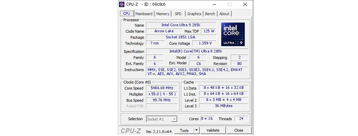 Роздрібні зразки Core Ultra 9 285K, перевірені в CPU-Z і Blender -3